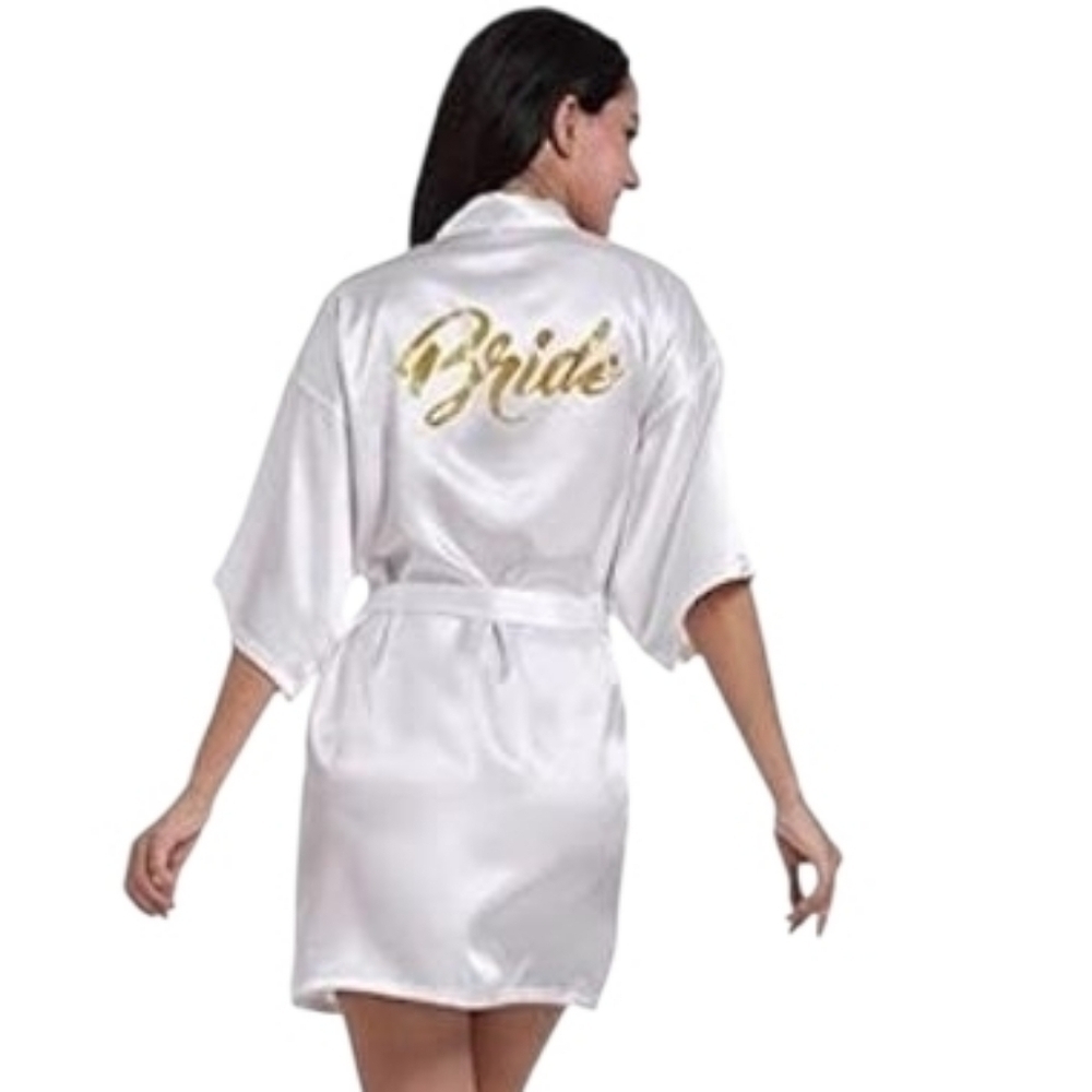Unbranded | Women's White Belted Kimono Bridal Robe (Size XL)